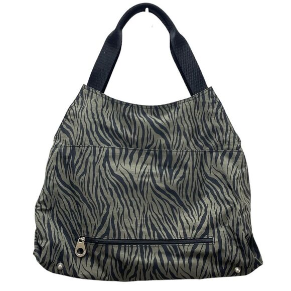 Baggallini Zebra Print Shoulder Bag Medium Two Straps Canvas Twist Lock Purse - Picture 2 of 12